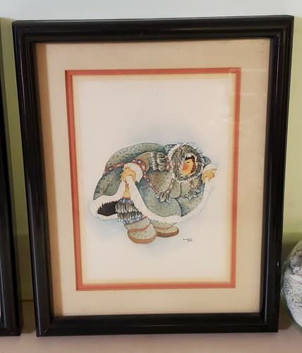 Barbara Lavallee Framed Art Print LOT OF 3 from 1984-5. Alaskan Eskimos. Unique! - Thumbnail 7