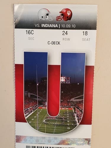 2010 NCAA Ohio State Univ ticket stub. OCT 9 2010 v Indiana (38-10W) Two Ava - Thumbnail 12