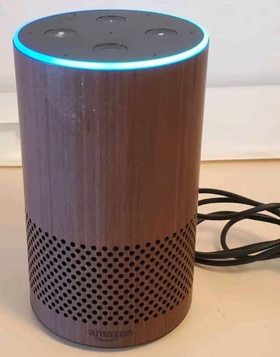 AMAZON Echo Alexa Rare WALNUT. Tested works. Used, excellent condition. - Thumbnail 2