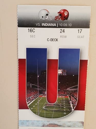 2010 NCAA Ohio State Univ ticket stub. OCT 9 2010 v Indiana (38-10W) Two Ava - Thumbnail 4