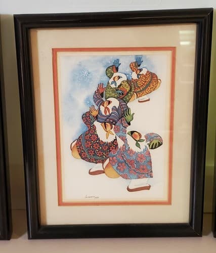 Barbara Lavallee Framed Art Print LOT OF 3 from 1984-5. Alaskan Eskimos. Unique! - Thumbnail 10