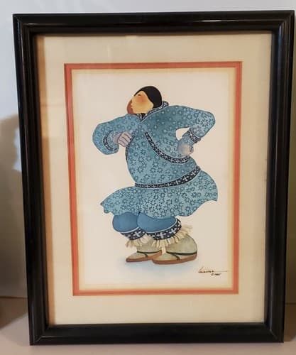 Barbara Lavallee Framed Art Print LOT OF 3 from 1984-5. Alaskan Eskimos. Unique! - Thumbnail 4