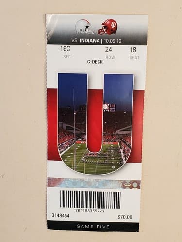 2010 NCAA Ohio State Univ ticket stub. OCT 9 2010 v Indiana (38-10W) Two Ava - Thumbnail 10