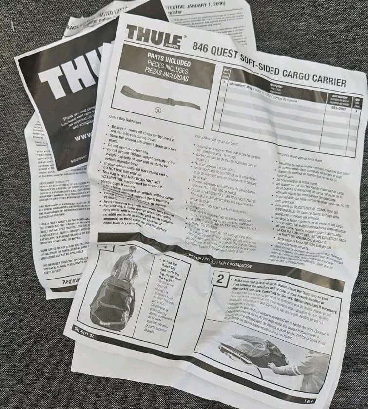 THULE QUEST Sweden 846 Rooftop Bag Car Cargo Carrier Holds 13 Cubic Feet PREMIUM - Thumbnail 16