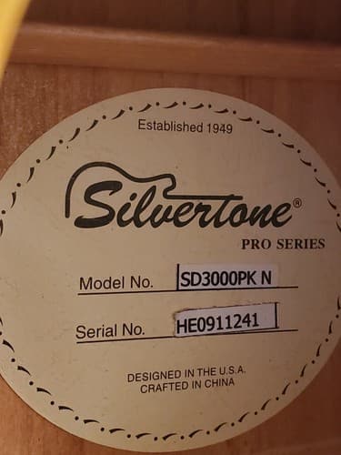 SILVERTONE Pro Series Acoustic Guitar #SD3000PKN. 6 string Dreadnought Mahogany - Thumbnail 4