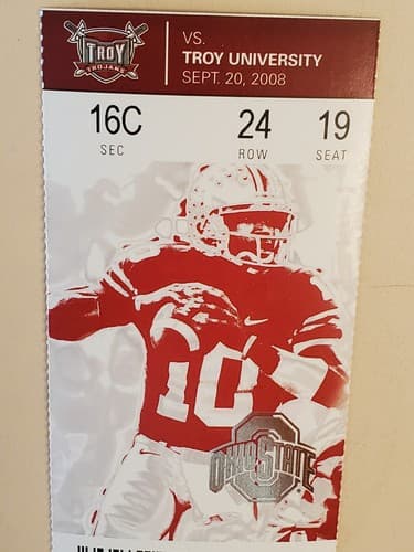 2008 NCAA Ohio State Univ ticket stub. SEP 20 2008 v Troy Univ (28-10W) Two ava - Thumbnail 4
