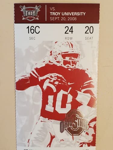 2008 NCAA Ohio State Univ ticket stub. SEP 20 2008 v Troy Univ (28-10W) Two ava - Thumbnail 12