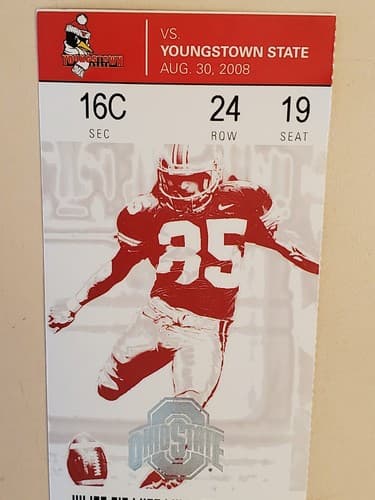 2008 NCAA Ohio State Univ ticket stub. AUG 30 2008 v Youngstown State 43-0W. - Thumbnail 4