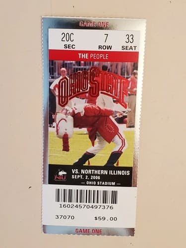 2006 NCAA Ohio State Univ ticket stub. SEP 2 2006 v No Illinois 35-12W. Two ava - Image 1