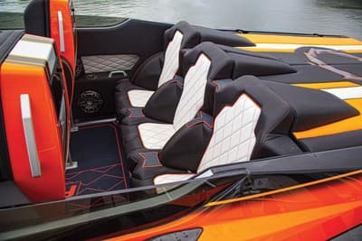 LOT(2)🚤FOUNTAIN 47⚡Lightning⚡Red Leather Boat Pillows Gold Blue Embroidered NEW - Thumbnail 18