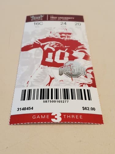 2008 NCAA Ohio State Univ ticket stub. SEP 20 2008 v Troy Univ (28-10W) Two ava - Thumbnail 13