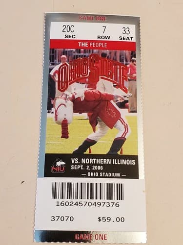 2006 NCAA Ohio State Univ ticket stub. SEP 2 2006 v No Illinois 35-12W. Two ava - Thumbnail 7