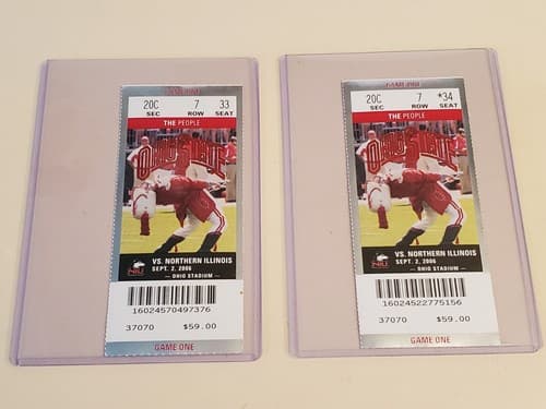 2006 NCAA Ohio State Univ ticket stub. SEP 2 2006 v No Illinois 35-12W. Two ava - Thumbnail 3