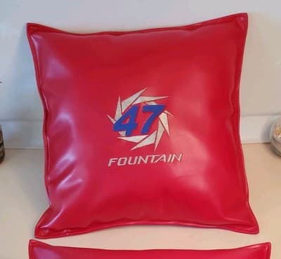 LOT(2)🚤FOUNTAIN 47⚡Lightning⚡Red Leather Boat Pillows Gold Blue Embroidered NEW - Thumbnail 7