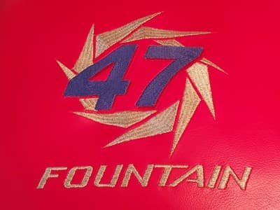 LOT(2)🚤FOUNTAIN 47⚡Lightning⚡Red Leather Boat Pillows Gold Blue Embroidered NEW - Thumbnail 4