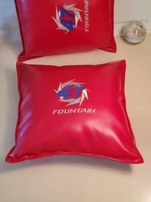 LOT(2)🚤FOUNTAIN 47⚡Lightning⚡Red Leather Boat Pillows Gold Blue Embroidered NEW - Thumbnail 15
