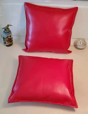 LOT(2)🚤FOUNTAIN 47⚡Lightning⚡Red Leather Boat Pillows Gold Blue Embroidered NEW - Thumbnail 3