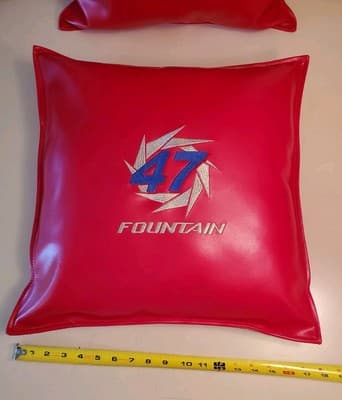 LOT(2)🚤FOUNTAIN 47⚡Lightning⚡Red Leather Boat Pillows Gold Blue Embroidered NEW - Thumbnail 9