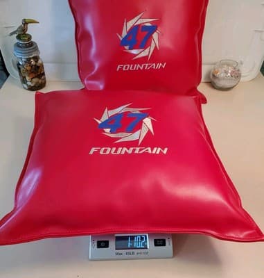 LOT(2)🚤FOUNTAIN 47⚡Lightning⚡Red Leather Boat Pillows Gold Blue Embroidered NEW - Thumbnail 11