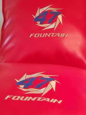 LOT(2)🚤FOUNTAIN 47⚡Lightning⚡Red Leather Boat Pillows Gold Blue Embroidered NEW - Thumbnail 16