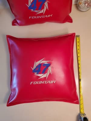 LOT(2)🚤FOUNTAIN 47⚡Lightning⚡Red Leather Boat Pillows Gold Blue Embroidered NEW - Thumbnail 10