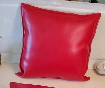 LOT(2)🚤FOUNTAIN 47⚡Lightning⚡Red Leather Boat Pillows Gold Blue Embroidered NEW - Thumbnail 8