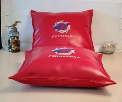 LOT(2)🚤FOUNTAIN 47⚡Lightning⚡Red Leather Boat Pillows Gold Blue Embroidered NEW - Thumbnail 14