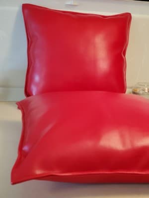 LOT(2)🚤FOUNTAIN 47⚡Lightning⚡Red Leather Boat Pillows Gold Blue Embroidered NEW - Thumbnail 17