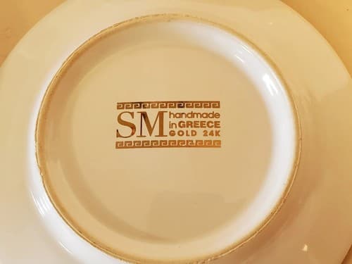 SM Handmade In Greece Gold 24k Cup & Saucer LOT OF 6. Parthenon of Athens motif - Thumbnail 5