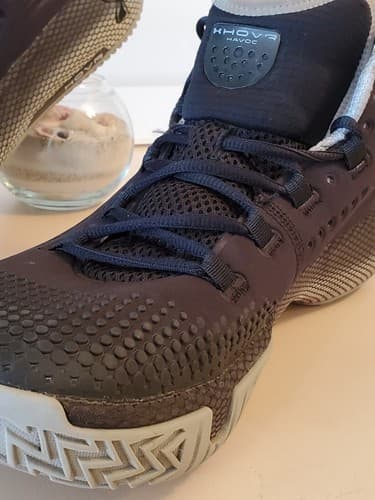 UNDER ARMOUR HOVR HAVOC Size 12.5 Men's Basketball Hi Top Shoe, dark blue. Used - Thumbnail 6