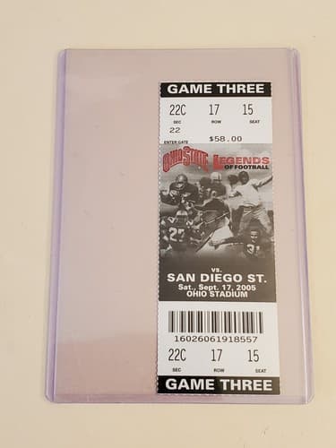 2005 NCAA Ohio State Univ ticket stub. SEP 15 2005 v San Diego St 27-6W Two Ava - Thumbnail 6
