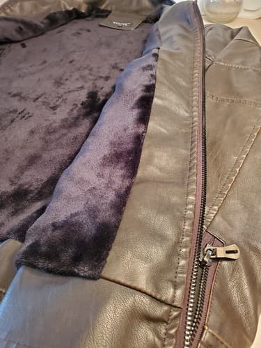 WULFUL Men's Vintage Stand Collar Leather Jacket. SIZE XXL Brown. NEW no Tags - Thumbnail 9