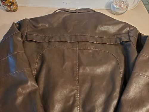 WULFUL Men's Vintage Stand Collar Leather Jacket. SIZE XXL Brown. NEW no Tags - Thumbnail 10
