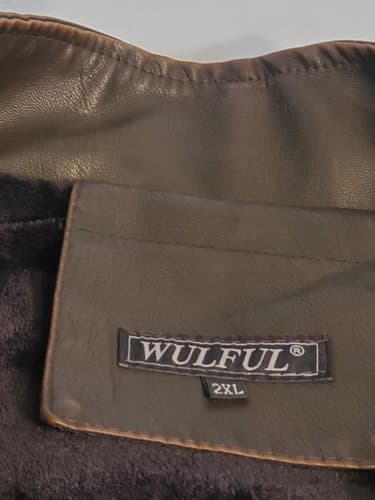 WULFUL Men's Vintage Stand Collar Leather Jacket. SIZE XXL Brown. NEW no Tags - Thumbnail 14
