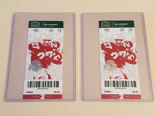 2008 NCAA Ohio State Univ ticket stub. SEP 6 2008 v Ohio Univ (26-14W) Two ava - Thumbnail 3