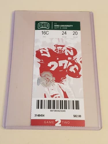 2008 NCAA Ohio State Univ ticket stub. SEP 6 2008 v Ohio Univ (26-14W) Two ava - Thumbnail 13