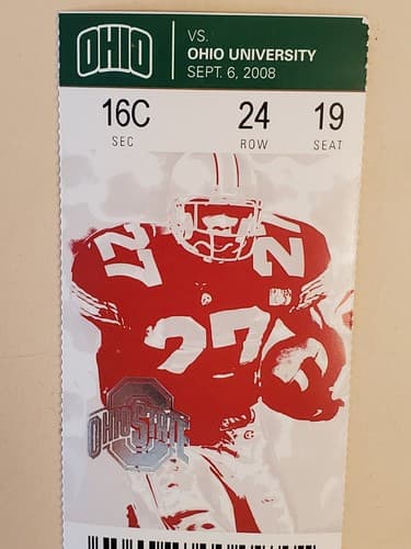 2008 NCAA Ohio State Univ ticket stub. SEP 6 2008 v Ohio Univ (26-14W) Two ava - Thumbnail 4