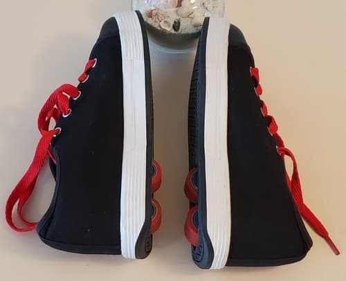 HEELYS 770494 HX2 Jazzy YOUTH 5 Roller Skate shoes, black red. 2x2 wheels. Used - Thumbnail 7