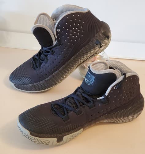 UNDER ARMOUR HOVR HAVOC Size 12.5 Men's Basketball Hi Top Shoe, dark blue. Used - Thumbnail 2