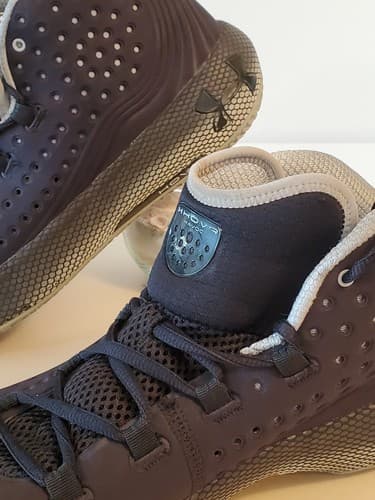 UNDER ARMOUR HOVR HAVOC Size 12.5 Men's Basketball Hi Top Shoe, dark blue. Used - Thumbnail 4