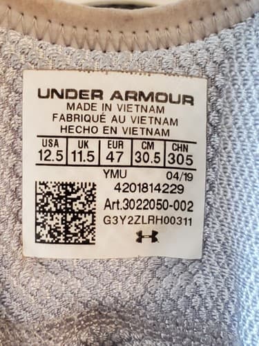 UNDER ARMOUR HOVR HAVOC Size 12.5 Men's Basketball Hi Top Shoe, dark blue. Used - Thumbnail 5