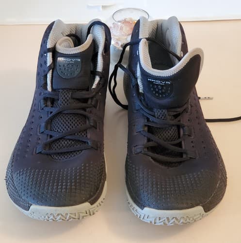 UNDER ARMOUR HOVR HAVOC Size 12.5 Men's Basketball Hi Top Shoe, dark blue. Used - Thumbnail 8