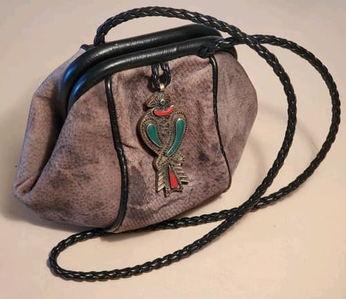 TERI JO SUMMER WHIDBEY ISLAND. Hand Designed Purse. Brown brushed leather NEW - Image 1