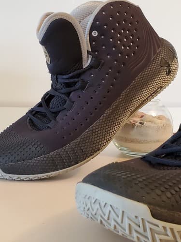 UNDER ARMOUR HOVR HAVOC Size 12.5 Men's Basketball Hi Top Shoe, dark blue. Used - Thumbnail 11