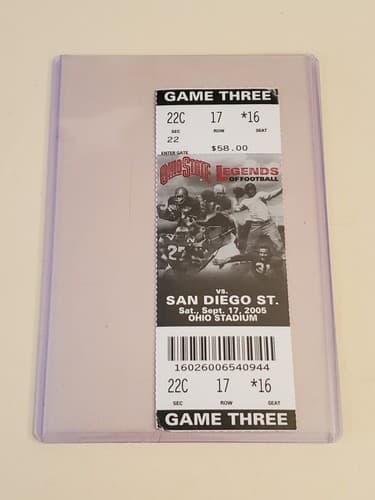 2005 NCAA Ohio State Univ ticket stub. SEP 15 2005 v San Diego St 27-6W Two Ava - Thumbnail 12