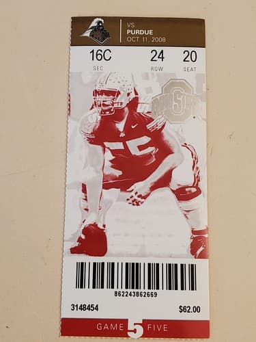 2008 NCAA Ohio State University ticket stub OCT 11 2008 v Purdue (16-3W) Two ava - Thumbnail 14