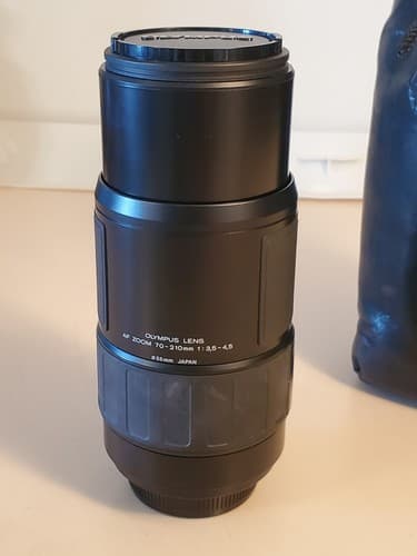 OLYMPUS Lens AF Zoom 70-210mm #1103032. 2 lens caps and leather bag. Japan. NICE - Thumbnail 6