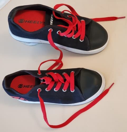 HEELYS 770494 HX2 Jazzy YOUTH 5 Roller Skate shoes, black red. 2x2 wheels. Used - Thumbnail 12