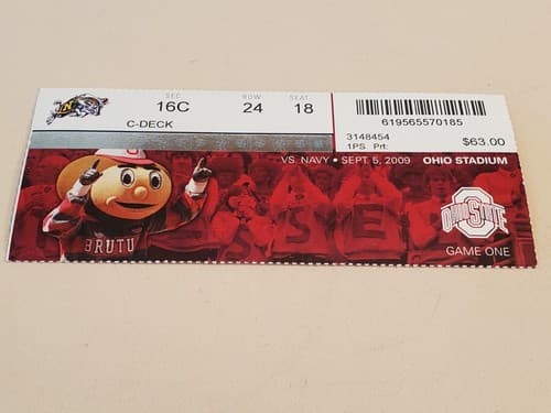 2009 NCAA Ohio State University ticket stub. SEP 5 2009 v Navy (31-27W) Two ava - Thumbnail 10