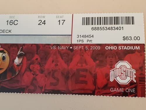 2009 NCAA Ohio State University ticket stub. SEP 5 2009 v Navy (31-27W) Two ava - Thumbnail 8